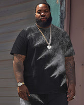 Men's Plus Size Casual Simple Old Color-block Print T-shirt Shorts Suit